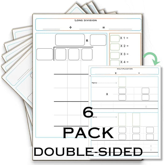 Math Manipulatives White Board for Students - 6 Pack Small White Board Dry Erase