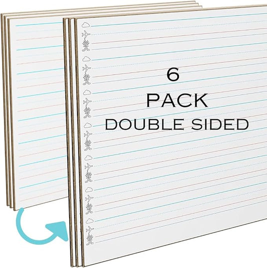 Kindergarten Lined Dry Erase Whiteboards 6 Pack