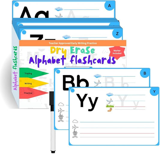 Dry Erase Alphabet Flash Cards with Dry Erase Marker Bundle