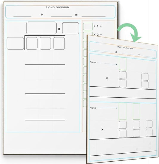 Division Math Practice Double Sided Multiplication Whiteboard